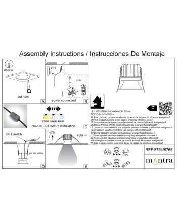 ROMBOK * Empotrable LED CCT Blanco 8W IP65